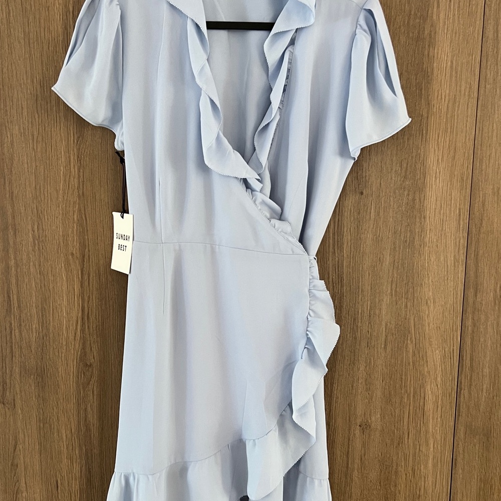 Sunday Best Light Blue Ruffle Mini Dress - Picture 2 of 5